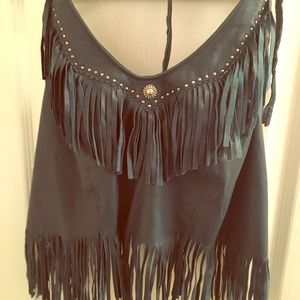 Leather crop top. Western